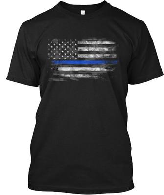 Thin Blue Line Flag Basic T-Shirt Made In the USA Size S To 5XL Unisex T-Shirt