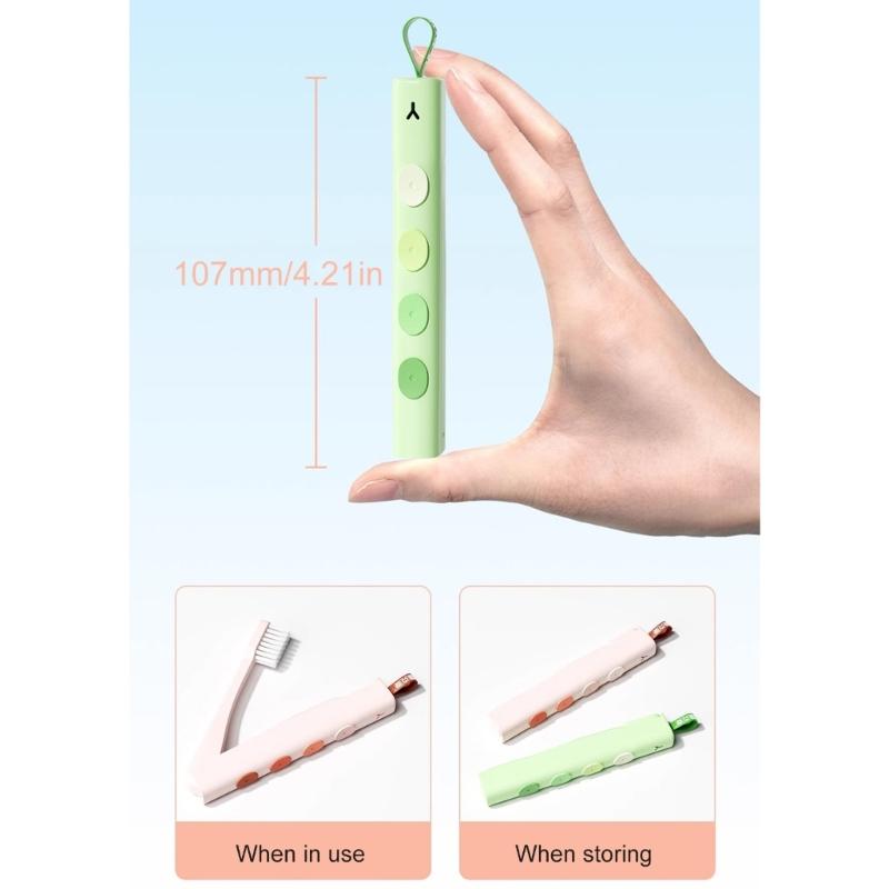 Portable Foldable Toothbrush Space Saving Design Anti Slip Handle Y Shape Hanging Loop Compact Storage Solution