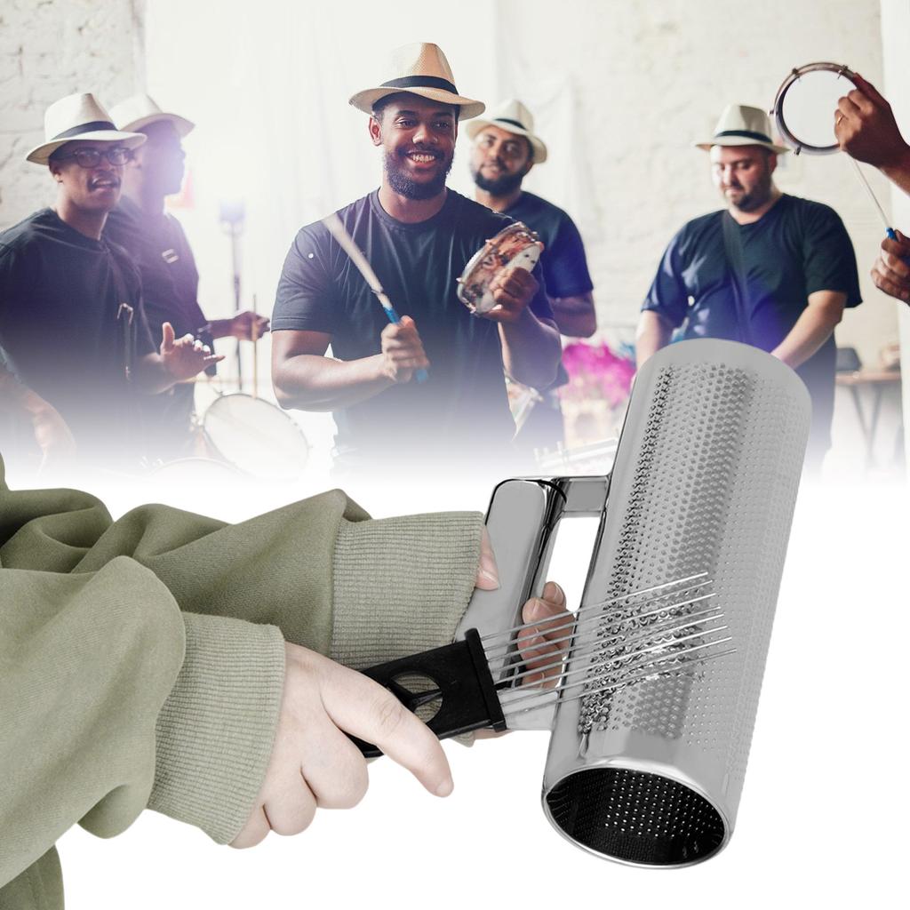 Metal Guiro Shaker with Scraper Percussion Guiro Musical Instruments Early Learning Musical Toy for Live Performances