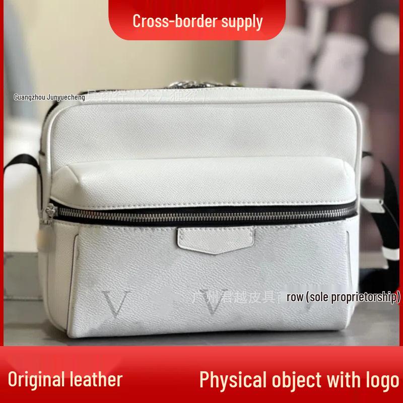 

Men s Stylish Black Floral Genuine Leather Crossbody Messenger Bag 26*20*10.5cm