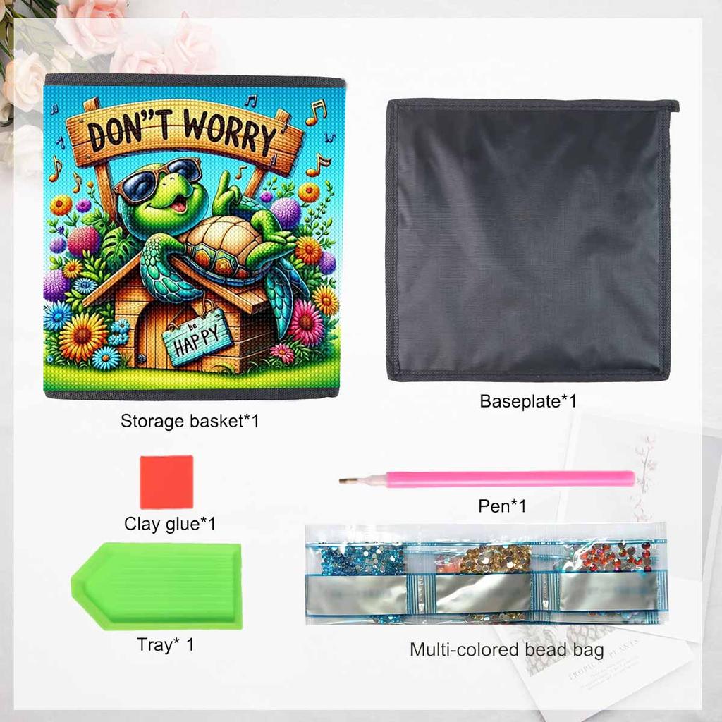 The Home of Sea Turtles 5D Diamond Painting Storage Basket Full Round Drill Mosaic Diamond Embroidery Cross Stitch Kits Home Decor Home Decor