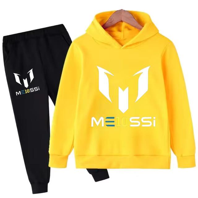 Kids' Messi Football Hoodie & Pants Set - 2-Piece Casual Sportswear for Boys & Girls, Spring & Autumn