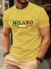 Milano Italien Flagga Färgtryck Herr T-shirt Bomull Sommar Rund Hals Kort Ärm Toppar Mjuk Överdimensionerad T-shirt Vardagliga Herrkläder