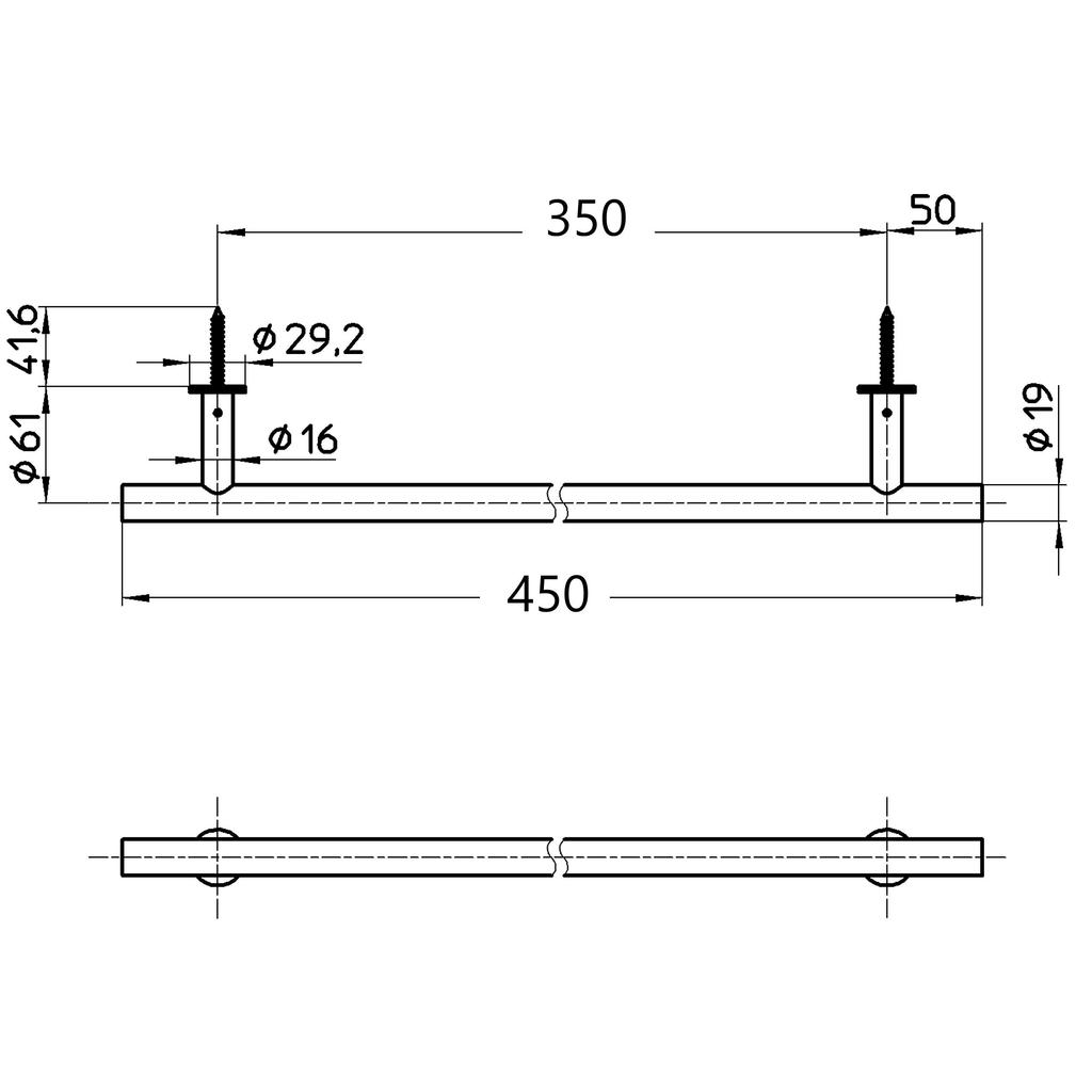 SANEI Towel Length Stainless Polished for Bathrooms and Screws Hanger, 450mm, Silver, Steel, Finish, Toilets, Included, W5718-450-C