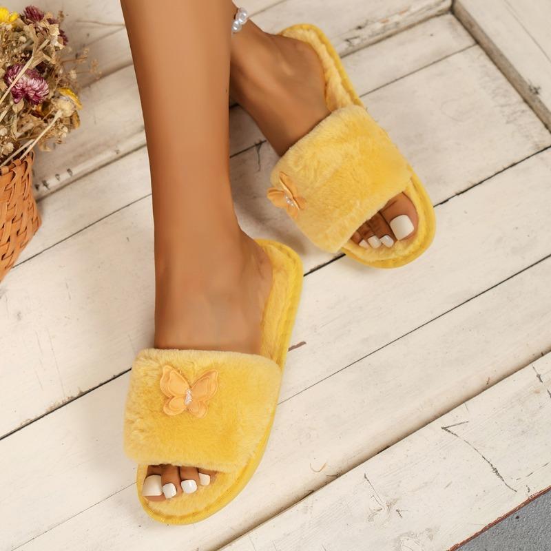 Fashion 2025 New Women's Slippers Women's Fashion Versatile Indoor Home Butterfly Comfortable and Elegant Cotton Slippers