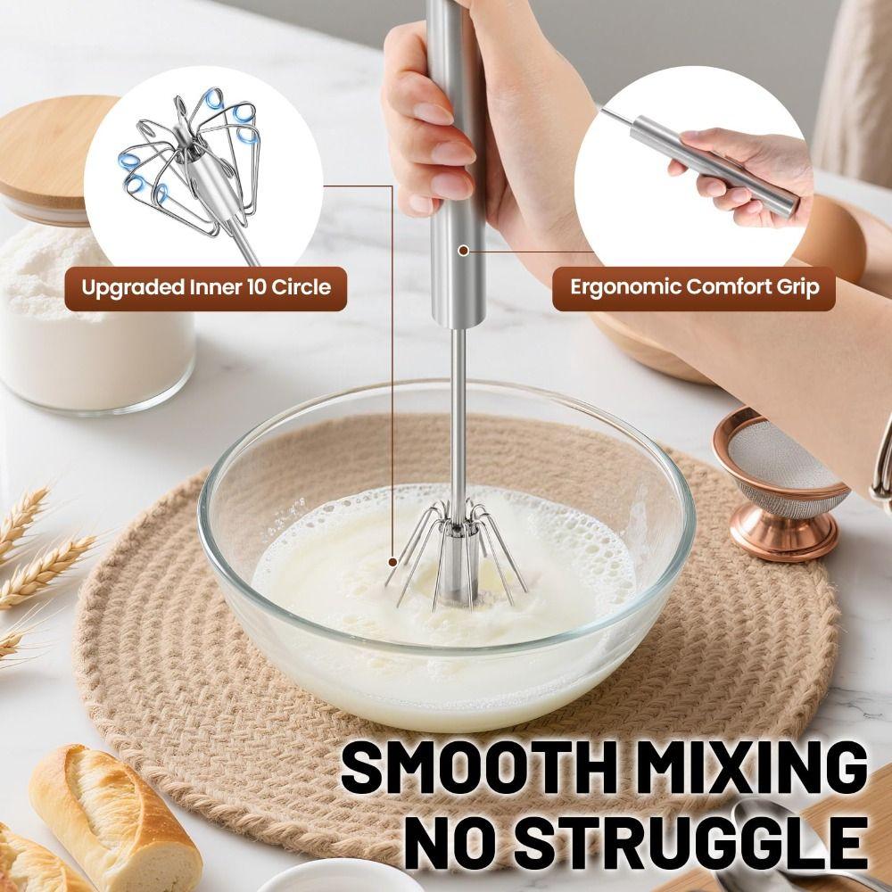 Upgraded Egg Whisk Hand Push Semi Automatic Whisk Durable Rotary Whisk Blender Baking