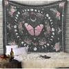 Purple Butterfly Moon Phases Tapestry Wall Hanging Floral Mushroom Witchy Celestial Aesthetic Wall Art Bedroom Dorm Decor