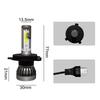VIPIH 2pcs H4 LED Headlight LED Fog Light 36W 8000LM High Brightness COB Beam 6000K Bulbs, H4/HB2/9003 Bulbs, Chip, Hi/Lo