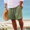 Mid-Rise Elastic Waistband Drawstring Men Shorts Pockets Straight Wide Leg Knee Length Solid Color Loose Fitness Beach Shorts Sportwear
