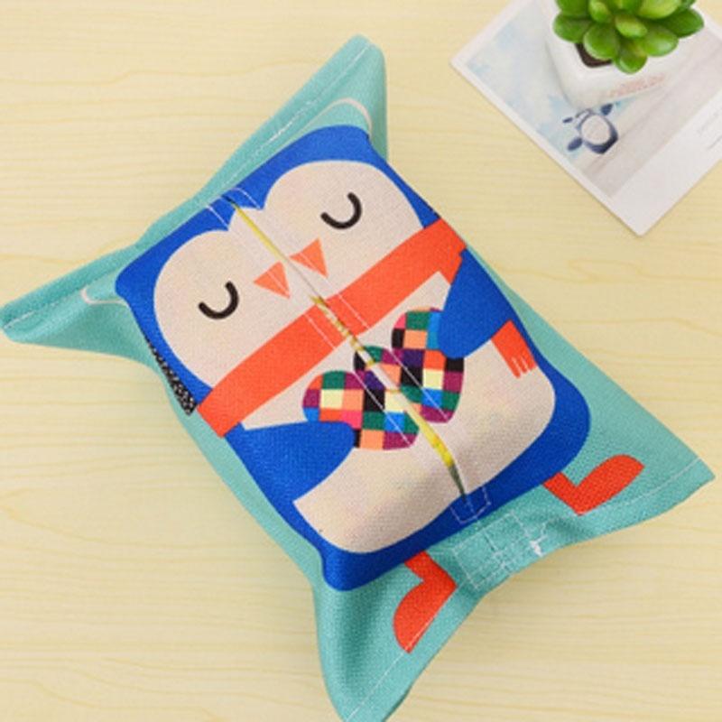 1pc Random Cartoon Animals Cotton Linen Tissue Box Towel Napkin Dispenser Storage Bag Paper Holder Cover Tissue Case  24.5*18.5cm