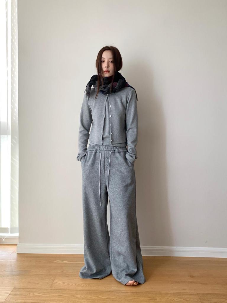 Dorothy Korean Design Air Cotton Buttoned Two-Piece Long Sleeve Women's Sweatshirt