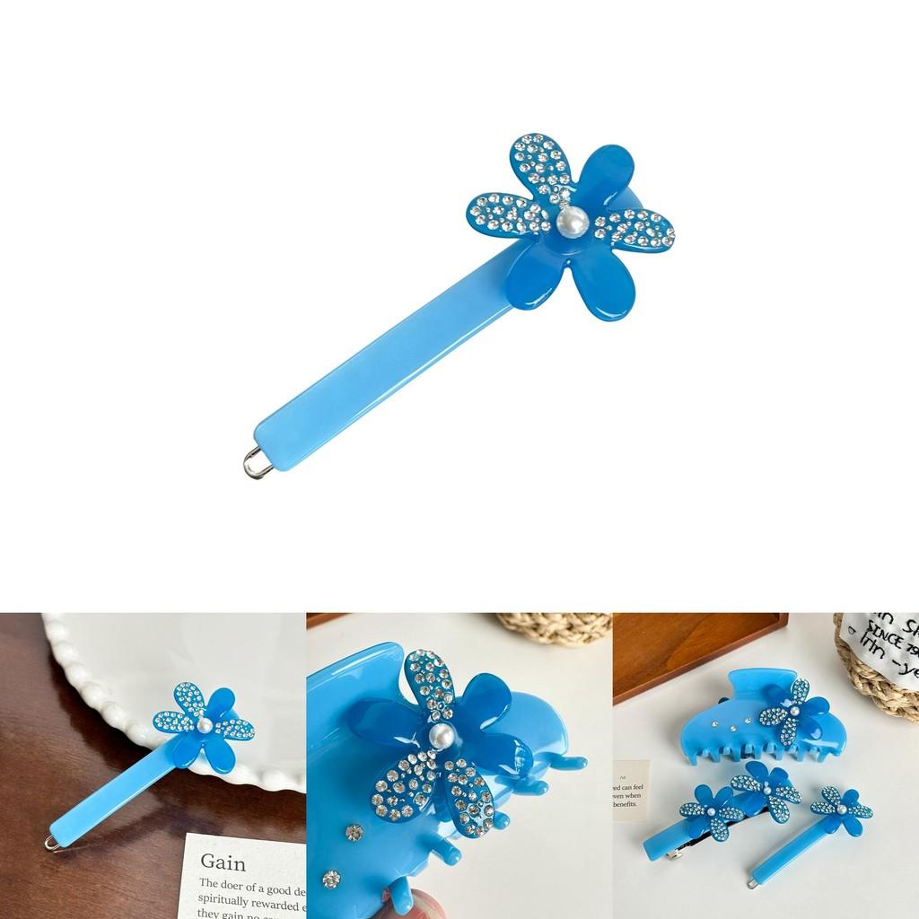 Fashionable Acetate Hair Claw Clip With Stunning Flower Motif And Dazzling Rhinestone Details
