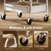 3-Tier Kitchen Storage Trolley with on Wheels Cover Top Board - White and Oak