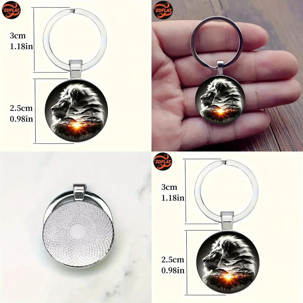 Lion Pattern Keychain With Silver Finish For Holiday Gifts