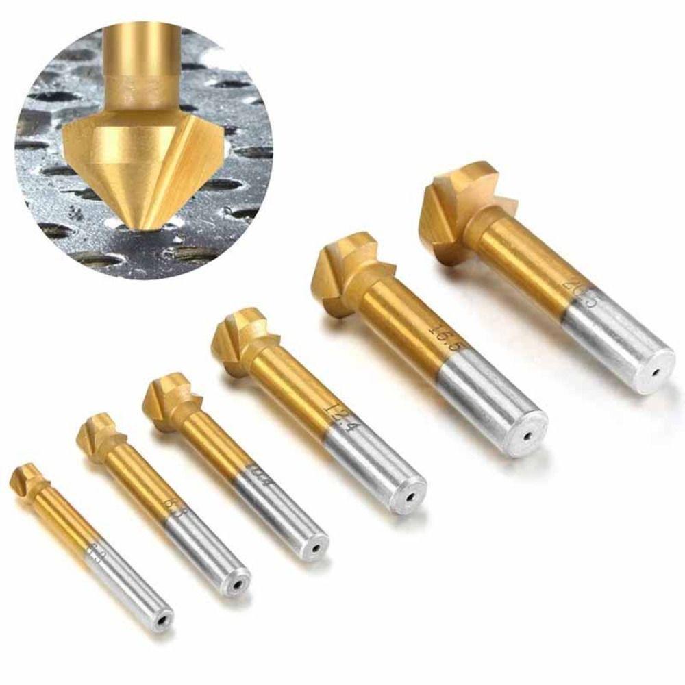 

6pcs 3 Flute Countersink Drill Bit Titanium Chamfering Cutter Durable Chamfer Drill Bits Deburring серебряный