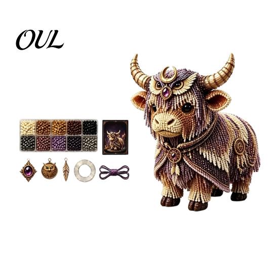 Progetto Artistico con Perline Mucca delle Highlands Kit, Artigianato Fai da Te Mitico Animale Decorativo 3D con Perline, per Adulti Adolescenti Kit Regalo Fatto a Mano Ornamento