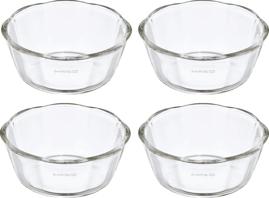 HARIO Heat-Resistant Glass Dessert Bowls, 300mm, Set of 4, Made in Japan, SWB-2412
