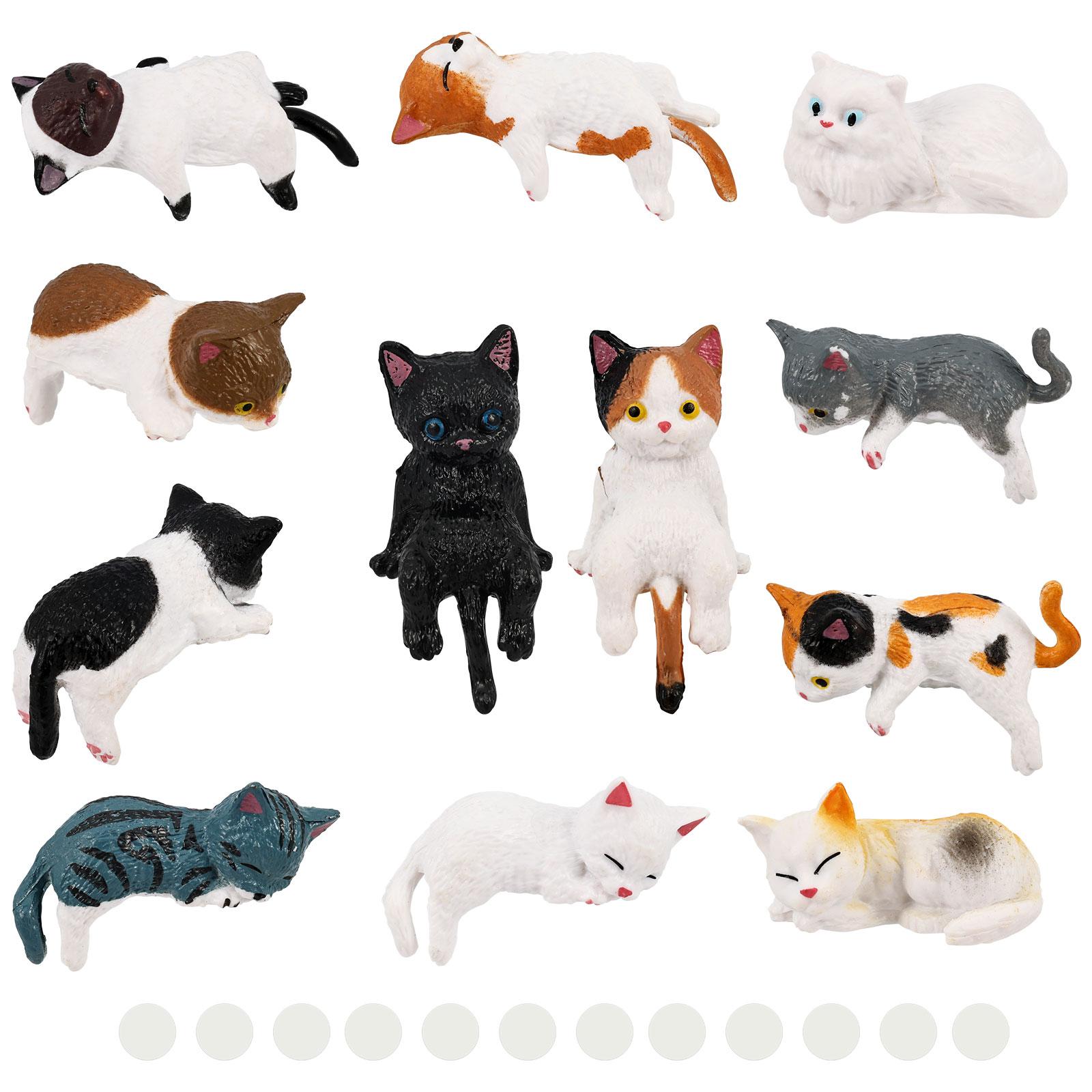 

12/20 Pcs Mini Cat Figurines Cute Small Cat Statue Resin Mini Cat Desktop Ornament Car Dashboard Rear View Mirror Cat Decoration