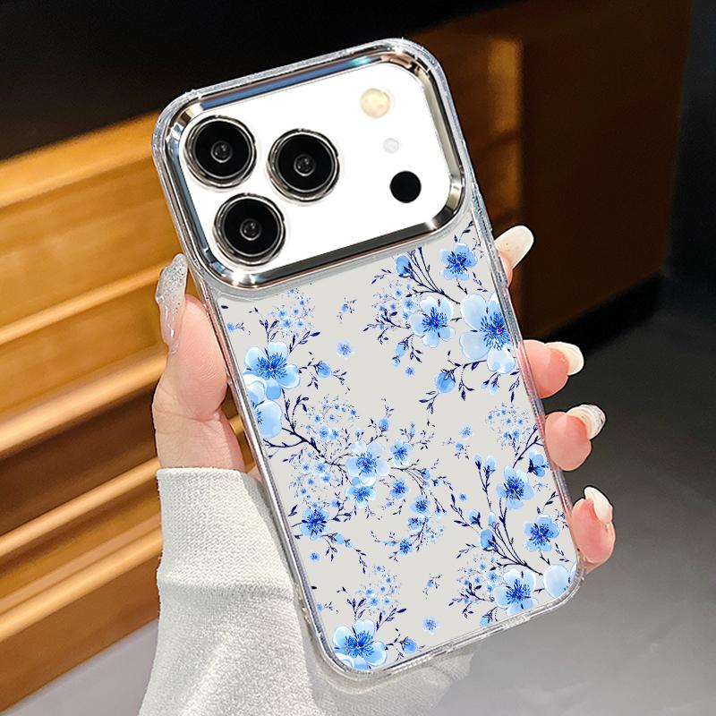 

Cartoon Flowers Pattern Case For iPhone 17 Pro Max iPhone 16 15 14 13 Pro Max 11 17e 16e Plating Lens Frame Clear Soft Silicone Back Cover iPhone 17 Pro