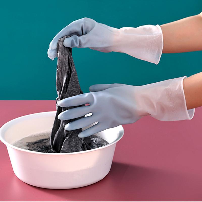 Trendy Unisex Dishwashing Tools Protective Handwear Rubber Household Cleaning Tools 1PCS PVC Durable Non-slip Kitchen Gloves Utility Gauntlets