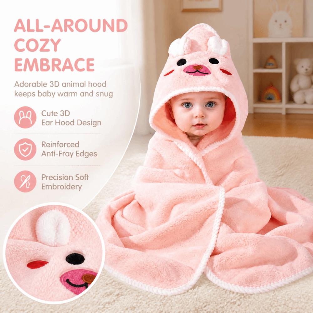 Super Soft Infant Bath Towel Coral Fleece Baby Blanket with Hood Toddler Thin Bathrobe Unisex