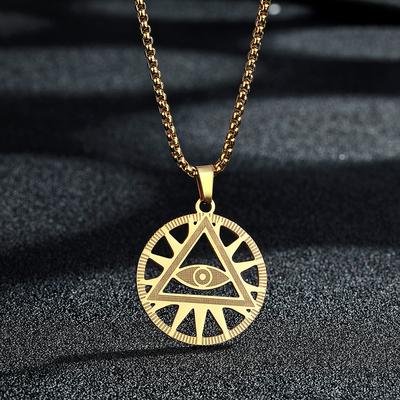 Kinitial Punk Ojo que todo lo ve de la Providencia Pirámide Illuminati Colgantes Collares para Cadena Hip Hop de Mujer Joyería Regalo de Fiesta