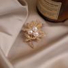 New Pearl Leaf Rhinestone Brooch Premium Coat Pin Sweater Accessories Corsage