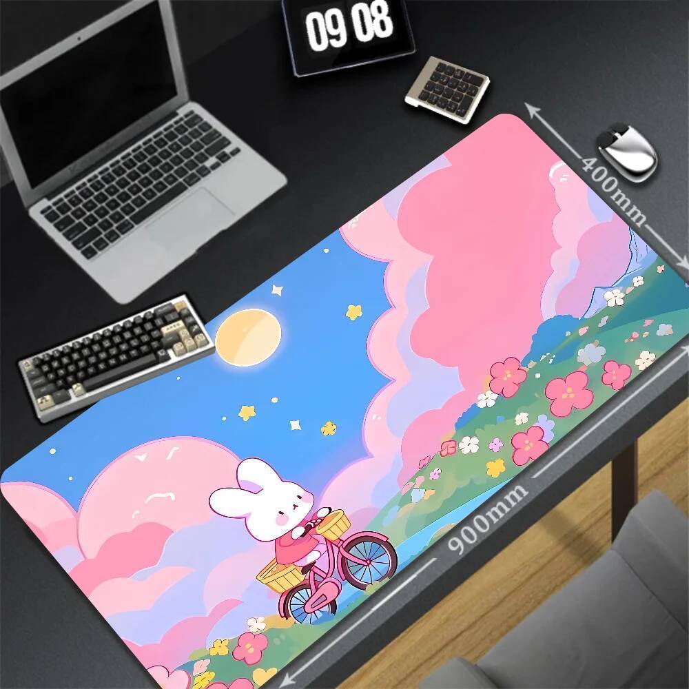 XXL Keyboard Table Mat Deskpads Pc Mausepad Xmm Rubber Mouse Pads Pink Cute Tree Mousepad Kawaii Rabbit Cartoon Laptop Rug