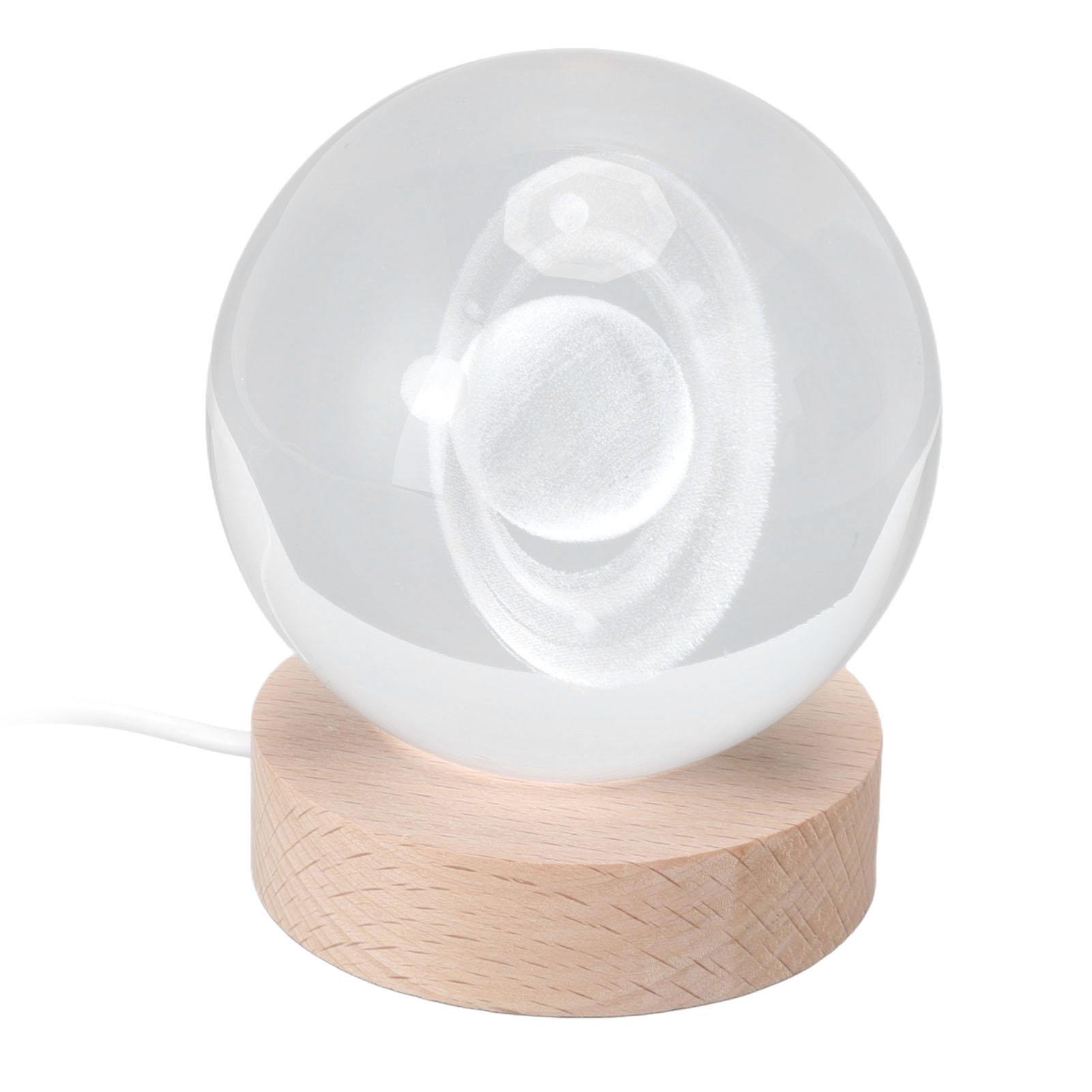 

3D Saturn Night Lamp Crystal Ball Night Light LED Wooden Inter Carving Tabletop Ornaments for Friends Kids Gifts Saturn