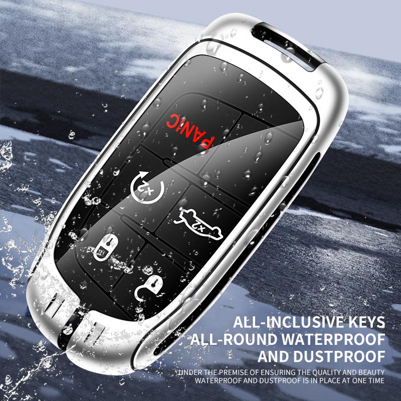 Nueva Funda de Cubierta para Llave de Coche de Aleación y Cuero Para Jeep Grand Cherokee Chrysler 300C Renegade Fiat Freemont Dodge Ram 1500 Challenger Dart