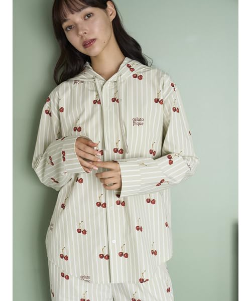 Kirschdruck Hemd Hoodie [UNISEX] PUFT255367GRN(SM)