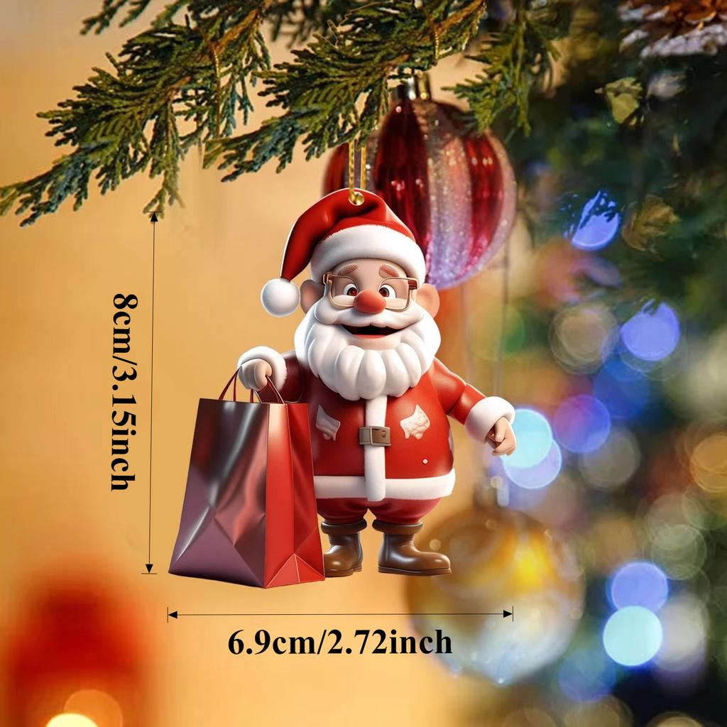 2D New Christmas Tree Decoration Pendant Santa Claus Acrylic Durable Material Xmas Gifts Home Decor Papai Noel Cosas Navideñas