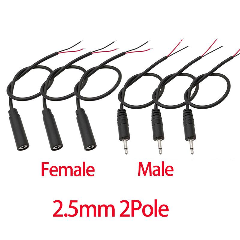 3Set 25/30cm 2.5mm 3.5MM 2/3/4 Core 2pole 3pole 4pole Mono Stereo Male Female Audio Extension Cable Headset Aux Connector