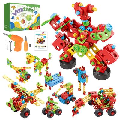 WISESTAR Building Blocks Set with Electric Assembly Carpenter Storage STEM Toys for 3D DIY Building Ages 446-Piece Drill, Tools, Screws, Set, Robot,