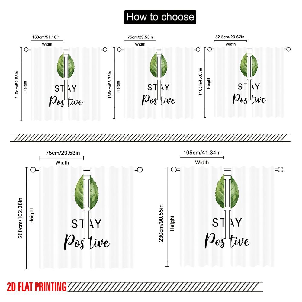 2pcs 2D Flat Printing Drapes Stay Positive Leaf Fabric Without Electricity Party Decorations Perfect for Room Decor Aesthetic