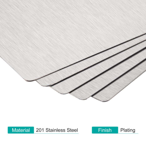 uxcell Blank Metal Cards, Plated 201 Stainless Steel Sheets, 80x50x0.4mm, Silver Tone, Pack of 5
