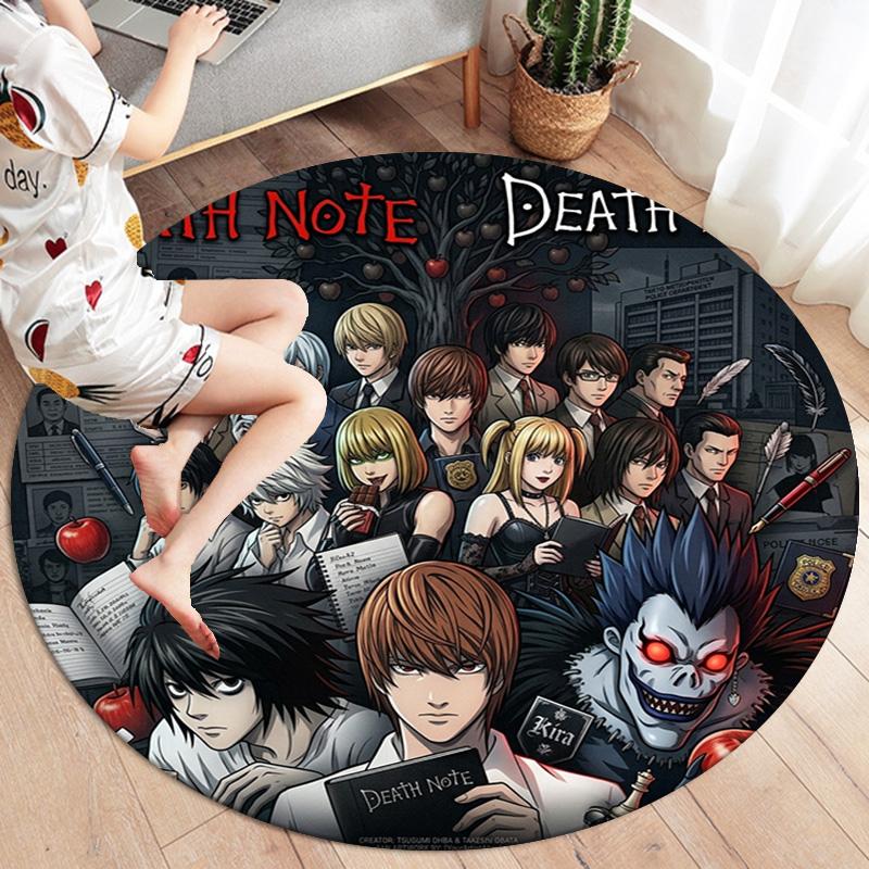 Death Note Round Area Rug Carpet Rug For Living Room Bedroom Sofa Playroom Decor Nonslip Floor Mat