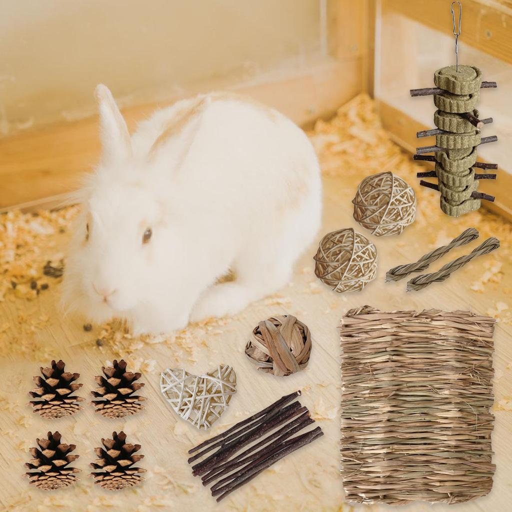Durability Molar Tool Suit Straw Woven Bed Mats Interactively Pet Chewing Toy for Exercise and Teeth Care