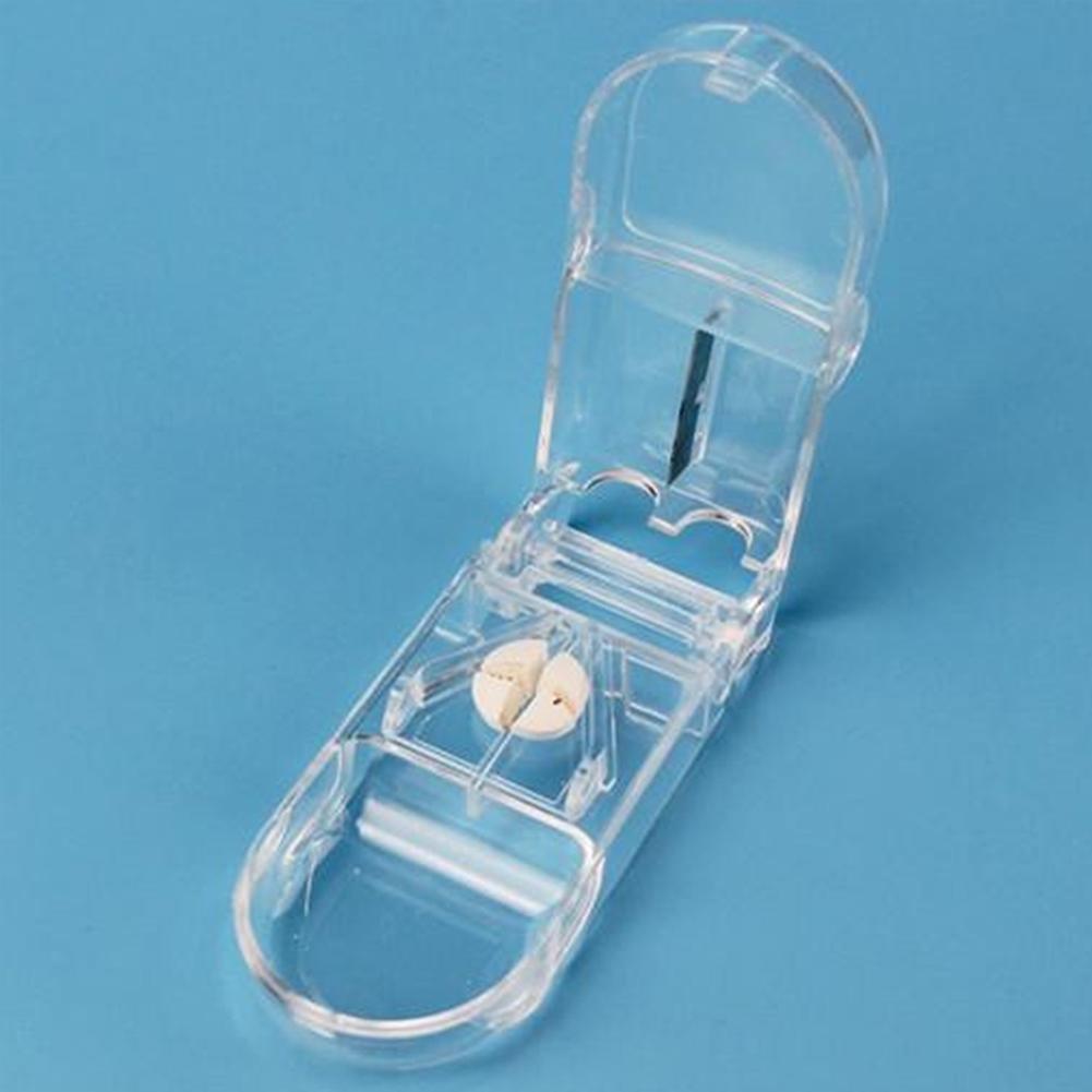 Portable Pill Cutter Box Convenient Pills Box Pill Caplets Medicine Holder Pill Splitter Divide Compartment Medicine Storage Box