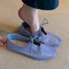 Soft Leather Version Retro Soft Leather Flat-bottomed Stepping Heel Two Wearing Small Leather Shoes Women's Early Spring New Lace-up Hollow Round Head