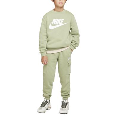 Nike Sportswear Club Fleece Comfortable Fashion Letter Long Sleeve Kids Tops Olive-Green White FD2992-386
