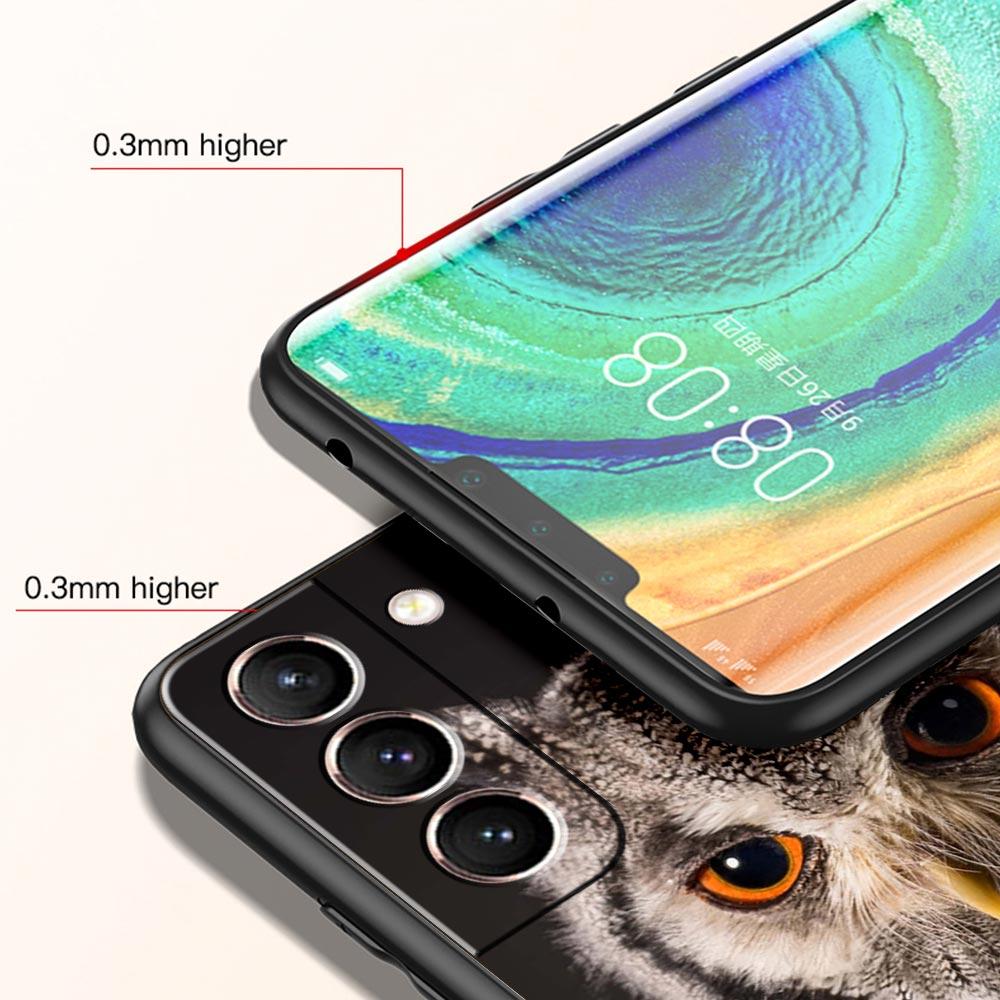 Phone Case For Samsung Galaxy S23 S22 Ultra S20 S21 FE 5G S10 S9 Plus S10E S8 Note 20 Black Cover Cartoon Girl Gifts Lovely Owl