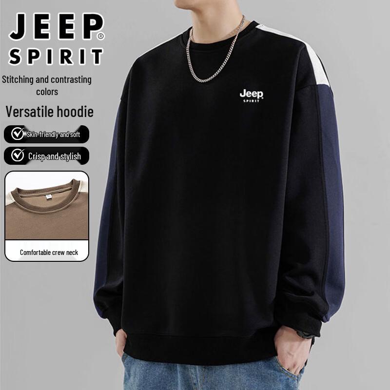 JEEP SPIRIT Men s Color Block Round Neck Sweatshirt M