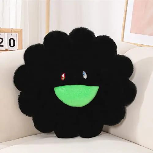 Aesthetic Sunflower Plush Cushion Rainbow Floral Decorative Pillow Cute Flower Stuffed Pillow Office Chair Back Cushion Decor