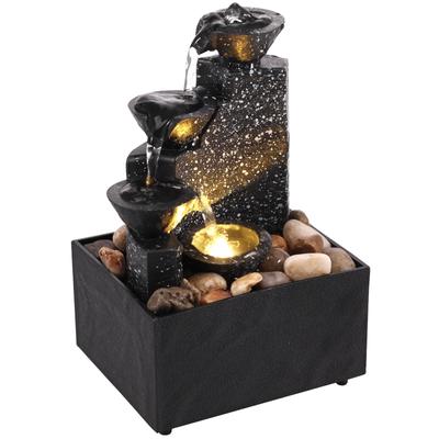 1 Stück Tischwasserfall-Dekoration Entspannung Meditation Schreibtischbrunnen mit sanften Lichtern Dekorative Kreative Fließende Wasser-Ornamente
