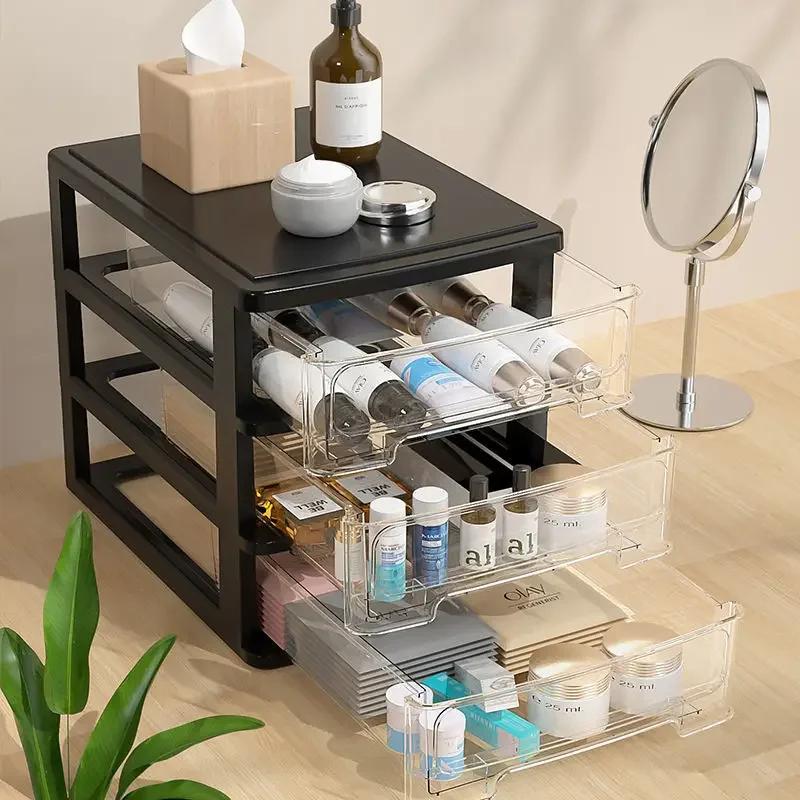 Transparent Double Drawer Acrylic Makeup Jewelry Multifunctional Desktop Storage Box with Organizing Cabinets