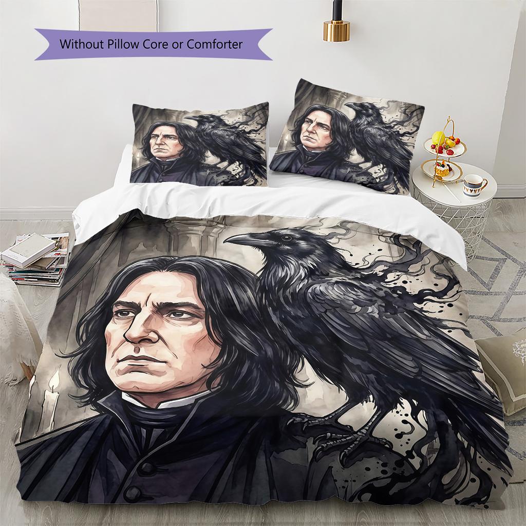 Severus Snape Pattern Bedding Quilt Set Home Decoration Gift (1 * Duvet Cover + 2 * Pillowcase Without Core)