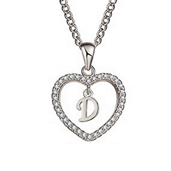 Concise Hollowed Heart Alphabet Unisex Necklace Jewelry Neck Chain Pendant Decor