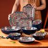 Bohemian ceramic dishes tableware set household baking pan handle bowl rice bowl binaural bowl soup bowl plate