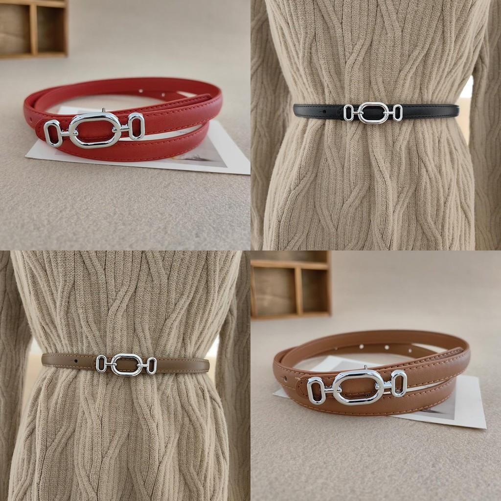 Minimalist Leather Ladies Waist Belt With Metal Clasp For Everyday Wear